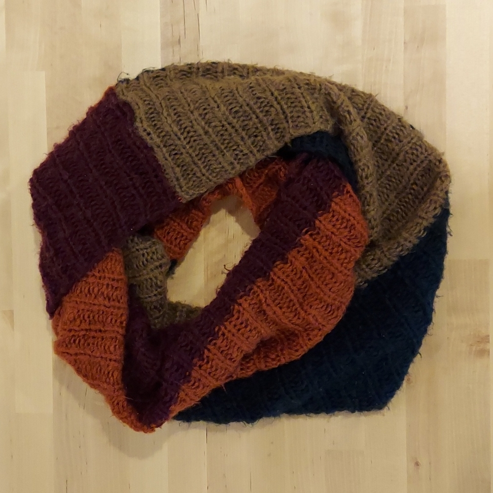 Colorblocked Infinity Scarf in Fall Colors